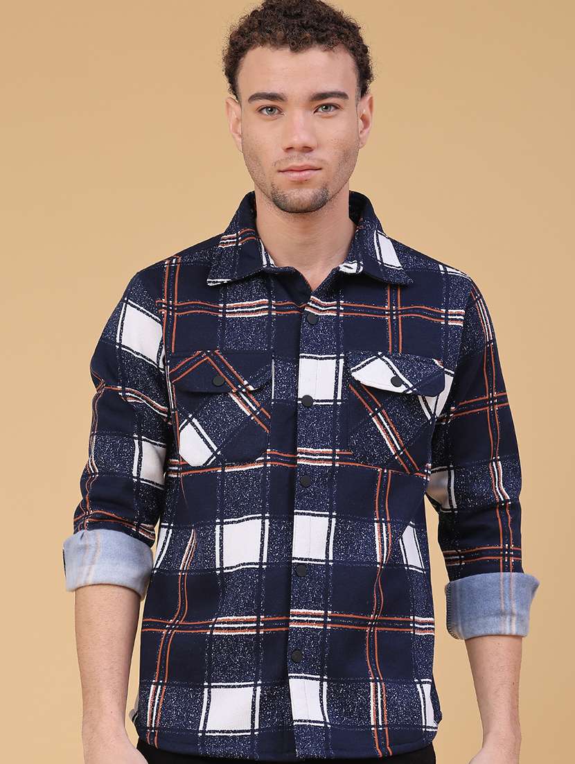 men checkered long sleeve regualr fit casual shirt
