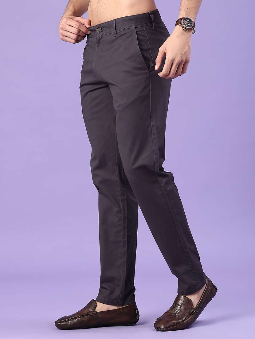men grey cotton chinos casual trouser