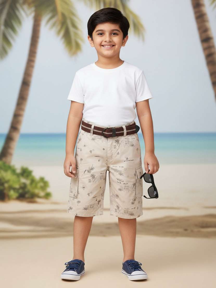 boys printed mid rise cargo shorts