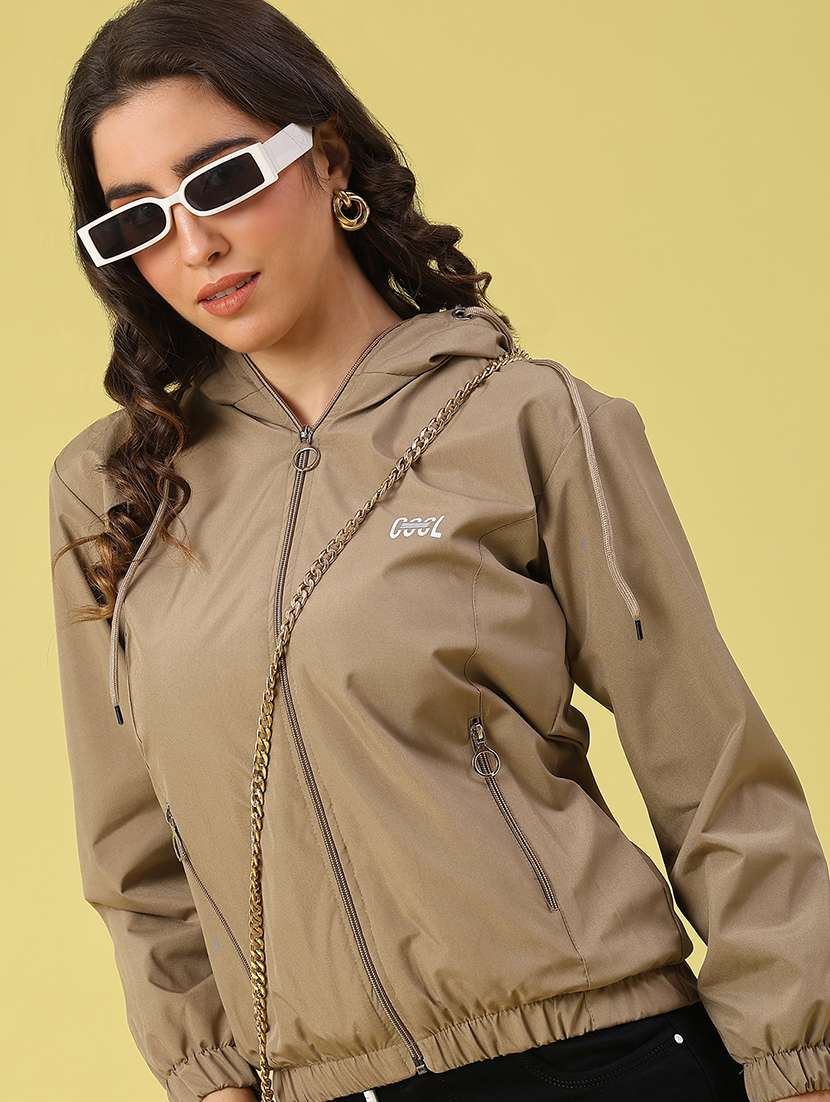 tan poly blend varsity  jacket