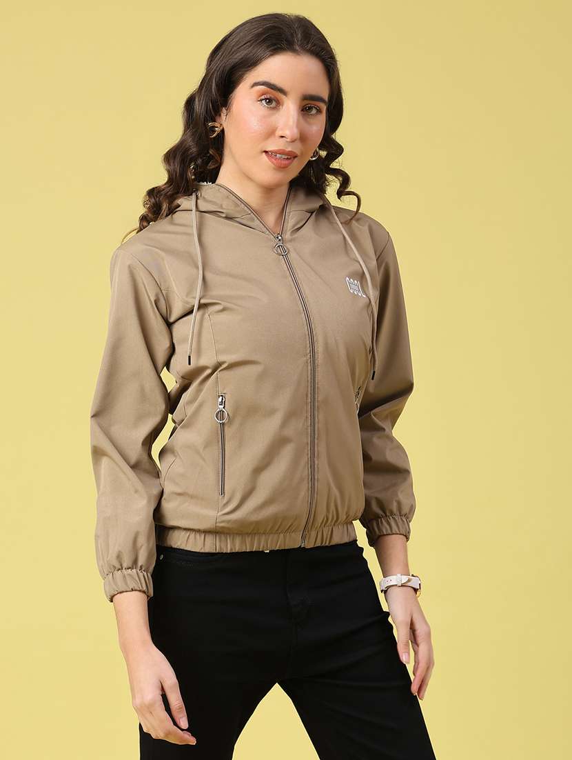 Tan Poly Blend Varsity Jacket - 22250006 -  Standard Image - 3