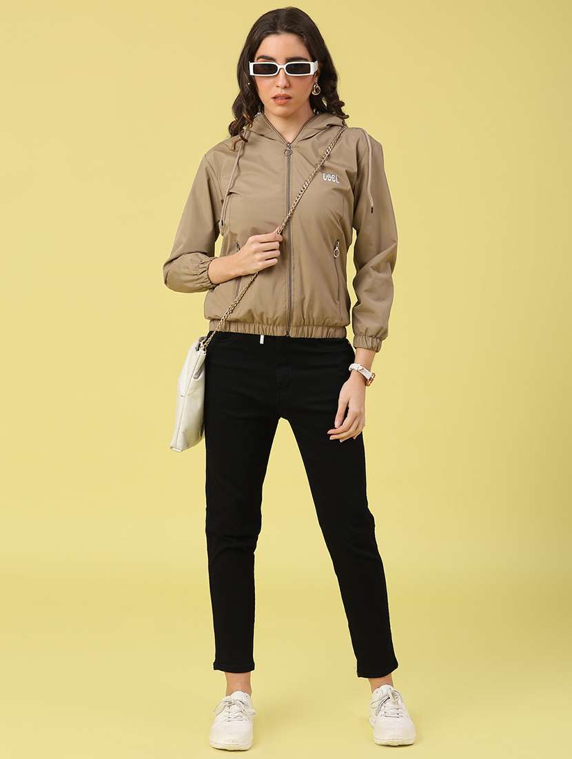 Tan Poly Blend Varsity Jacket - 22250006 -  Standard Image - 5