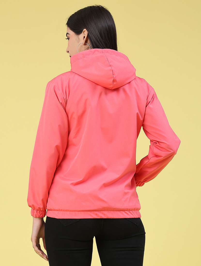 Women Solid Long Sleeve Windcheater Jacket - 22250009 -  Standard Image - 3