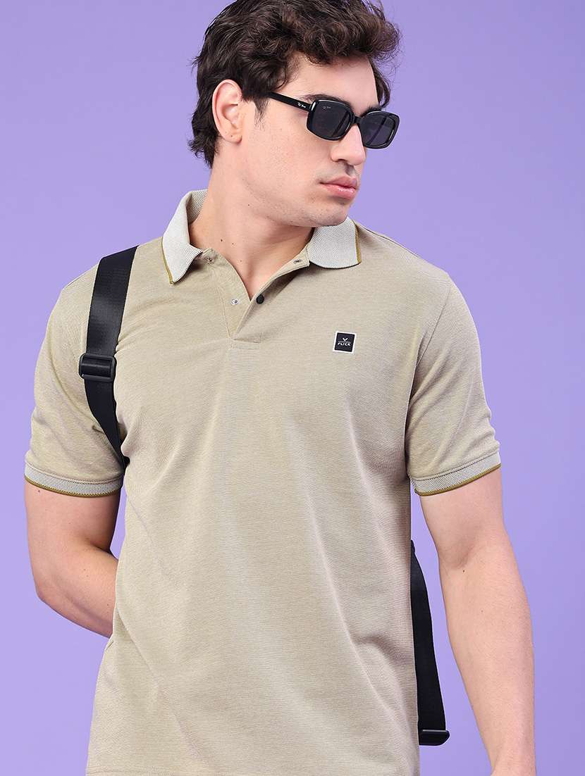 men solid short sleeve regular fit polo t-shirt
