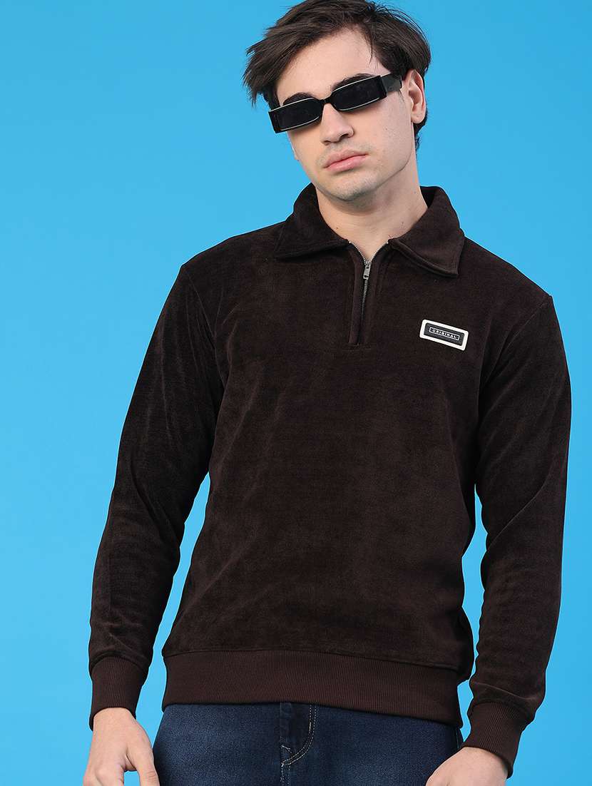 men self design long sleeve regular fit sweatshirt