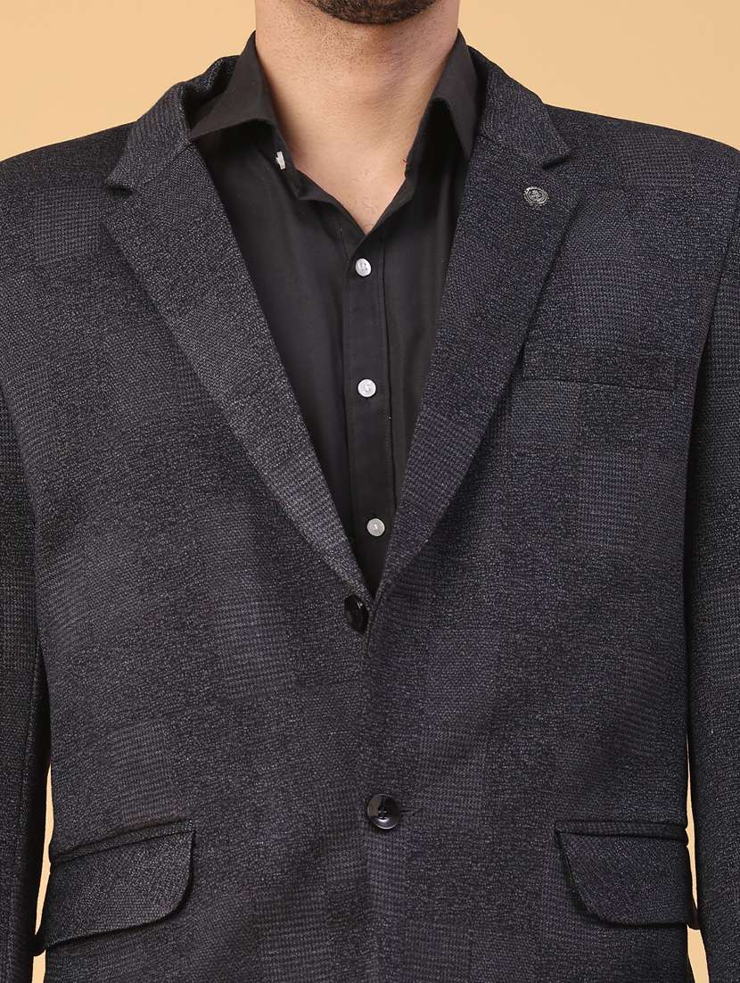 men self design lapel collar single breasted casual blazer - 22250054 -  Standard Image - 3