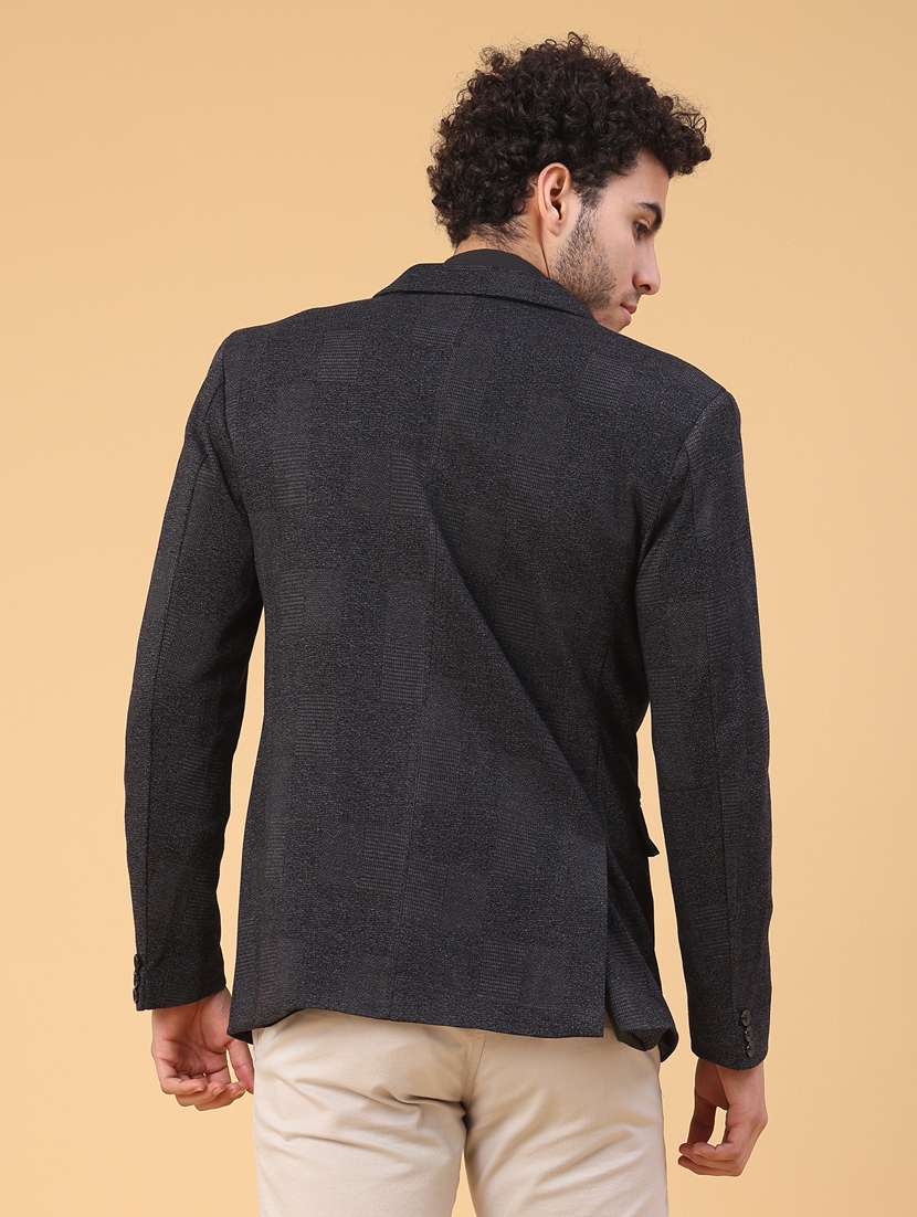 men self design lapel collar single breasted casual blazer - 22250054 -  Standard Image - 5