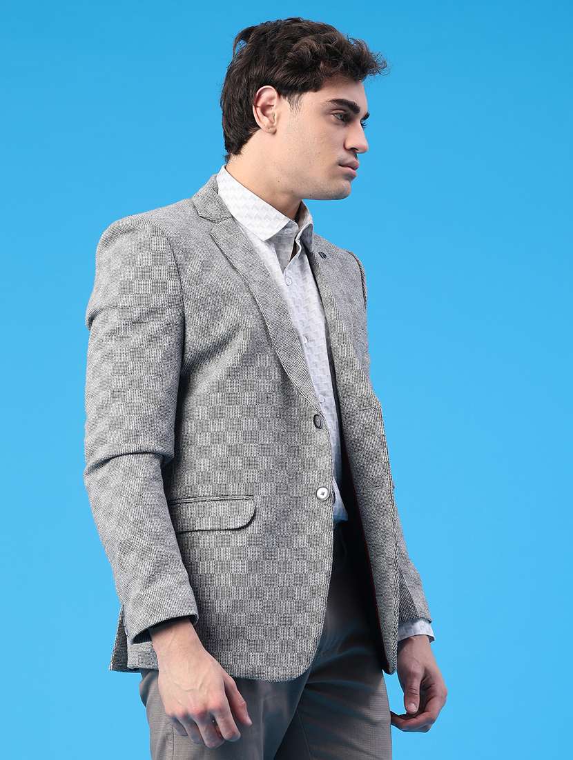 men self design lapel collar single breasted casual blazer - 22250056 -  Standard Image - 3