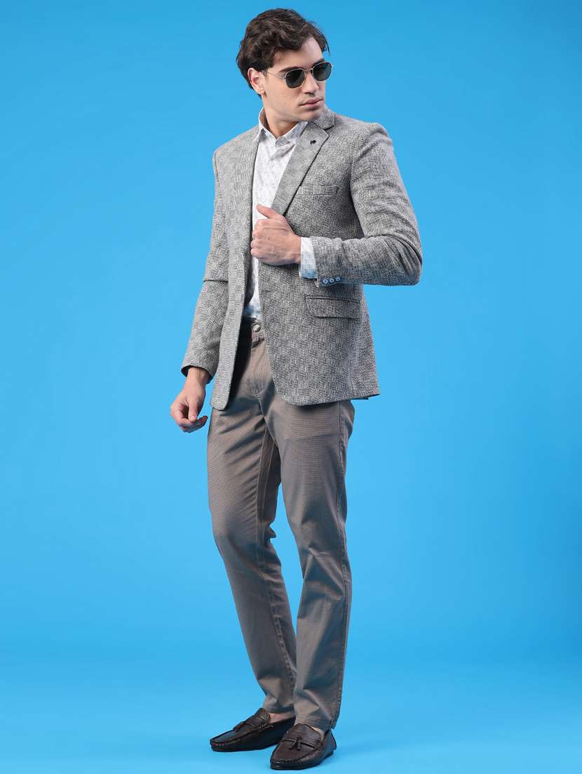 men self design lapel collar single breasted casual blazer - 22250056 -  Standard Image - 5