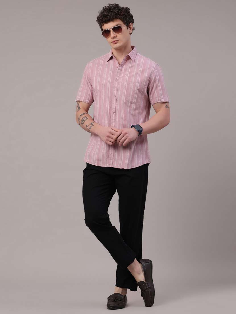 men striped short sleeve regular fit casual shirt - 22250061 -  Standard Image - 5