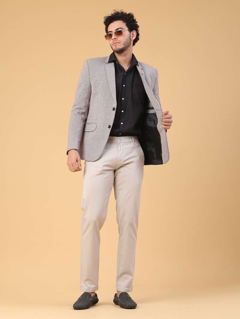 men self design lapel collar single breasted casual blazer - 22250088 -  Standard Image - 5