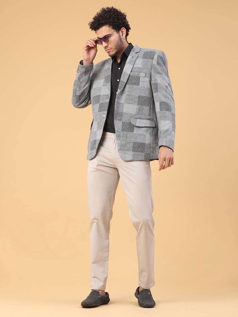 men self design lapel collar single breasted casual blazer - 22250089 -  Standard Image - 5