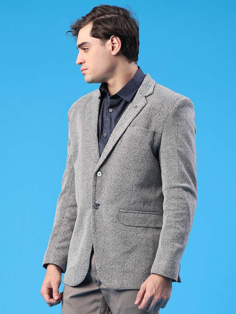 men self design lapel collar single breasted casual blazer - 22250090 -  Standard Image - 3