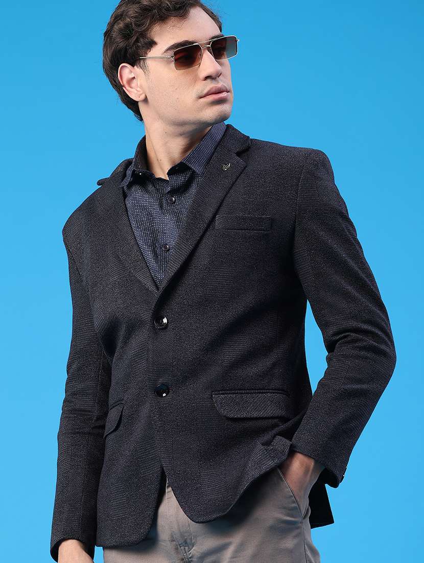 men solid long sleeve single breasted blazer