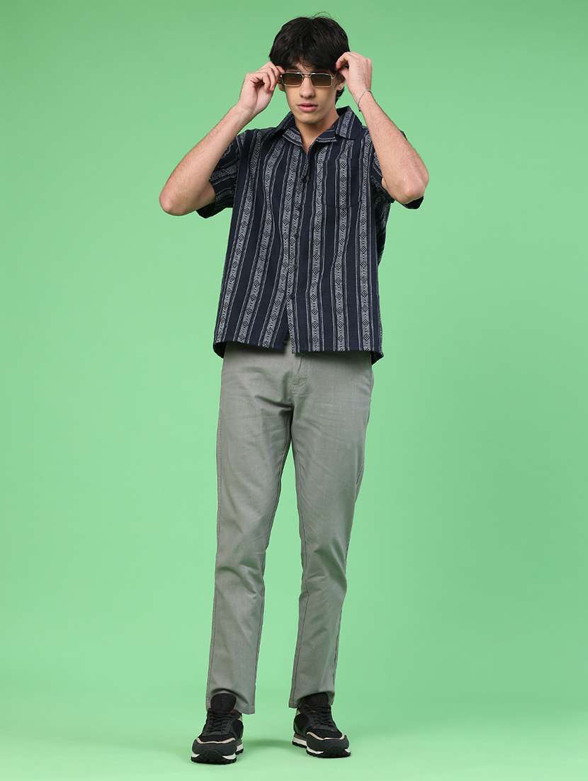 men solid mid rise chinos casual trouser - 22250106 -  Standard Image - 5