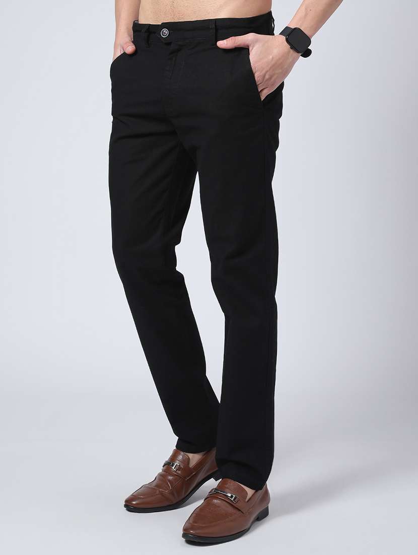 men solid mid rise chinos casual trouser - 22250107 -  Standard Image - 3