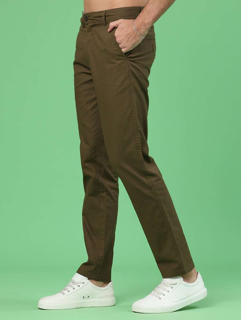 men solid mid rise chinos casual trouser - 22250108 -  Standard Image - 3