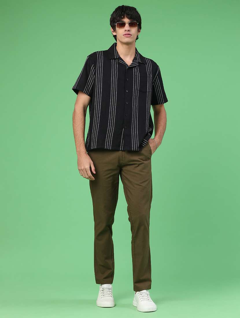 men solid mid rise chinos casual trouser - 22250108 -  Standard Image - 5
