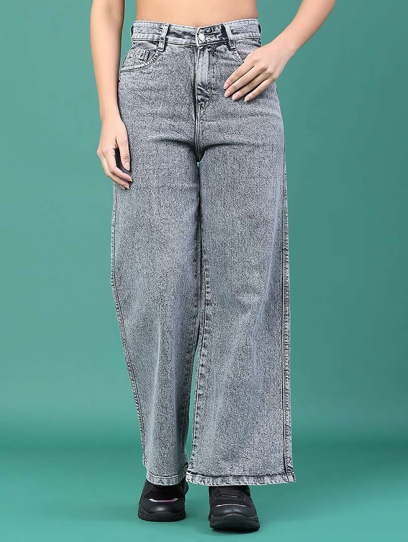 women solid high rise jeans