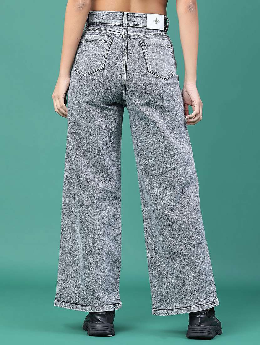 women solid high rise jeans - 22250115 -  Standard Image - 3