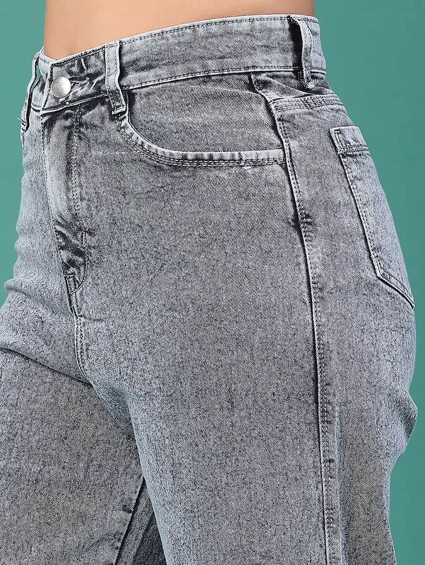 women solid high rise jeans - 22250115 -  Standard Image - 5