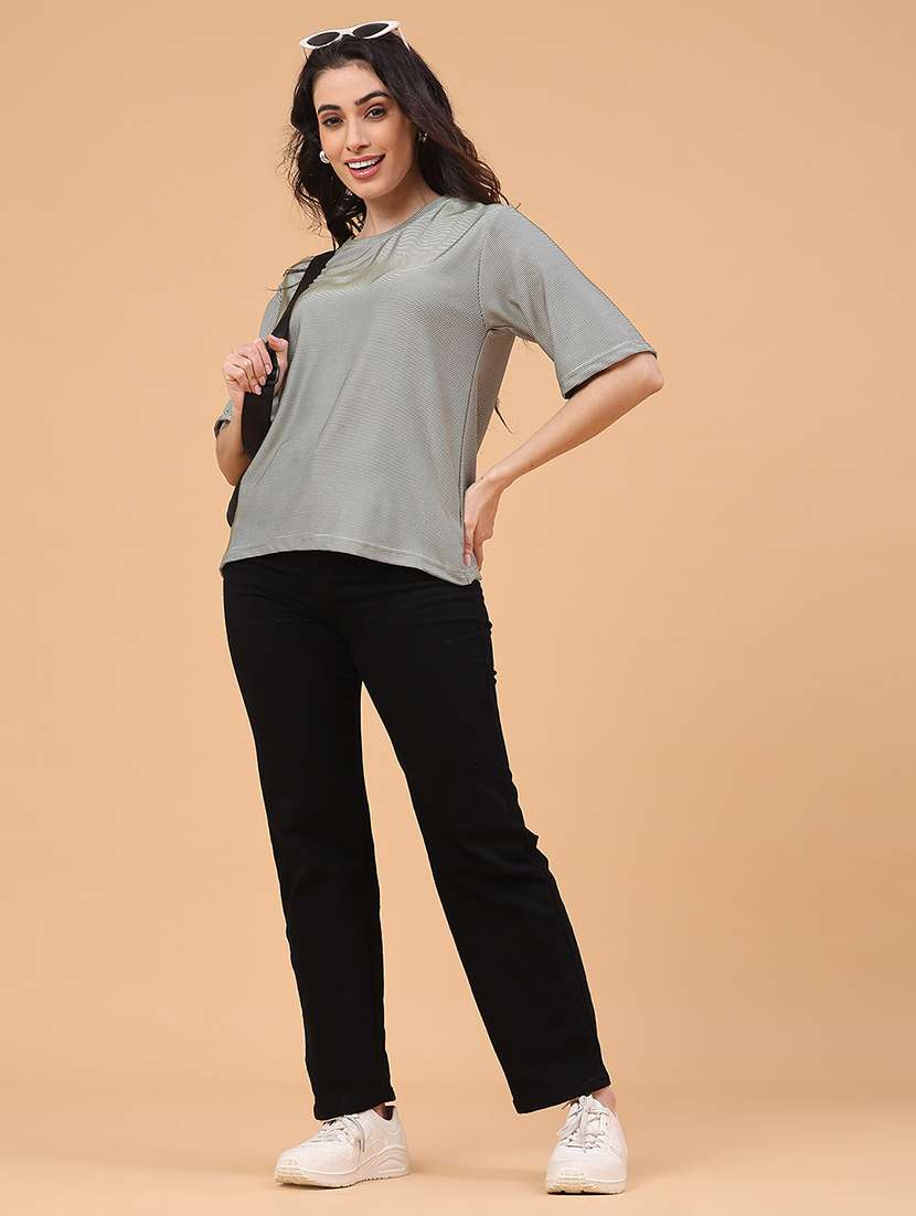 women striped short sleeve oversized t-shirt - 22250137 -  Standard Image - 5