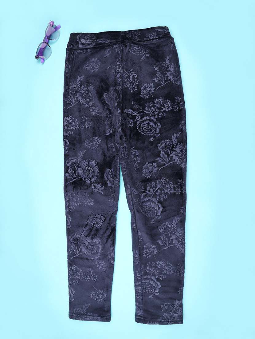 girls self design mid rise winterwear leggings