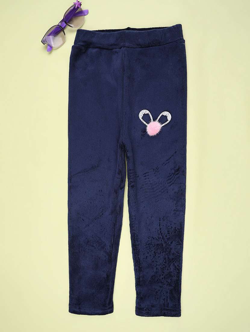girls solid mid rise winterwear leggings