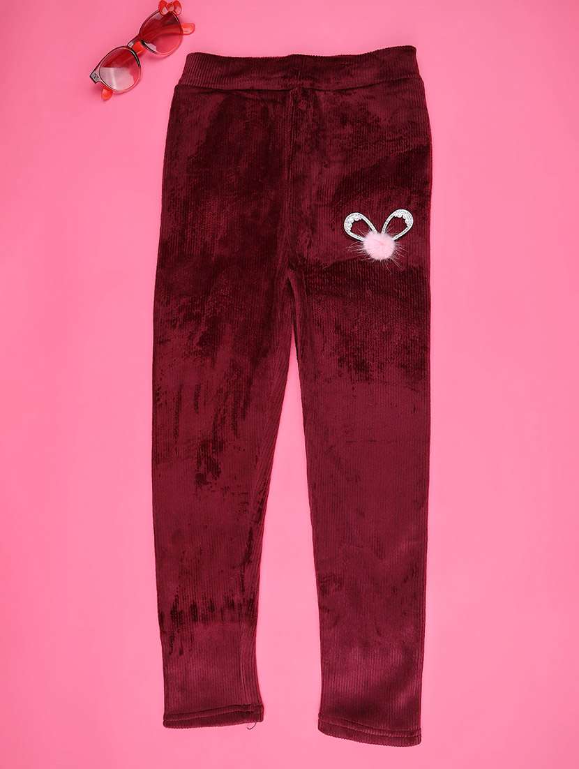girls solid mid rise winterwear leggings