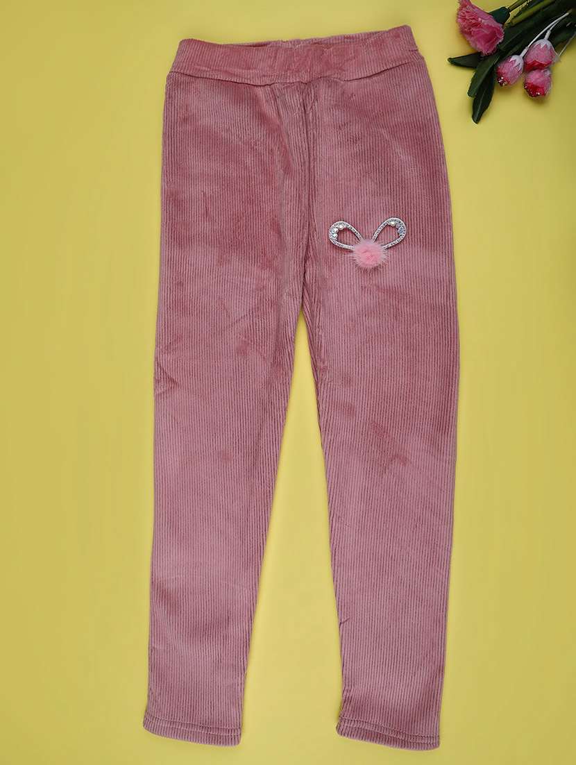 girls solid mid rise winterwear leggings