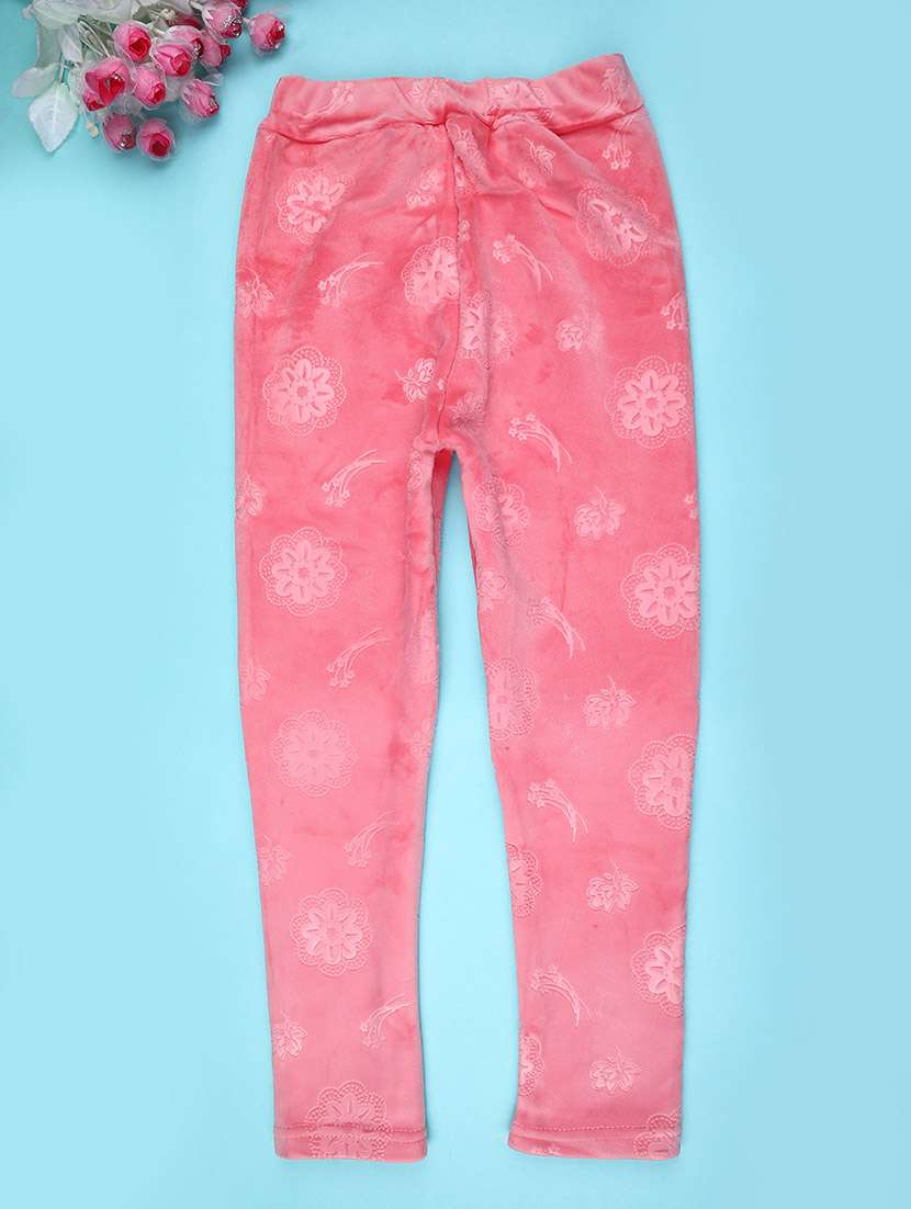 girls self design mid rise winterwear leggings