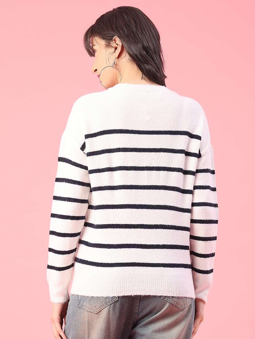 women striped long sleeve pullover - 22250325 -  Standard Image - 3