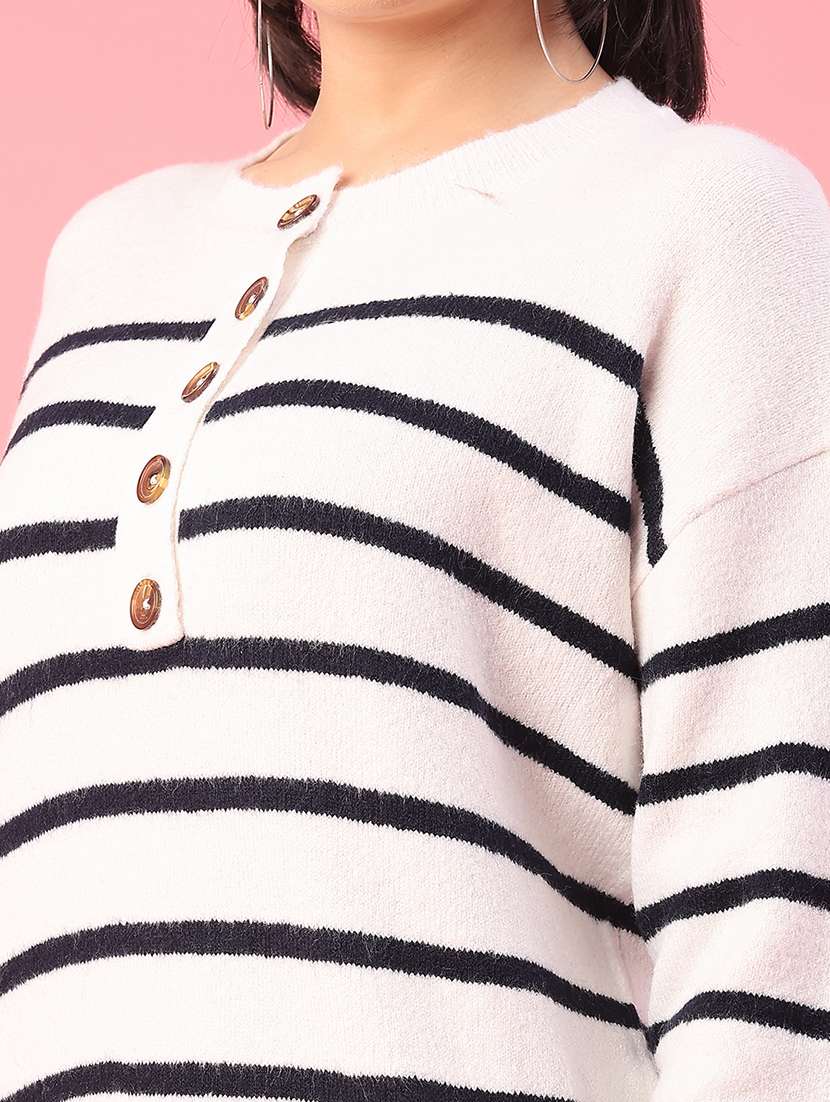 women striped long sleeve pullover - 22250325 -  Standard Image - 5