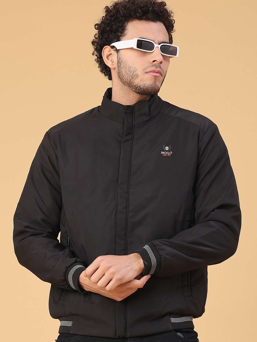 men solid long sleeve insulator bomber jacket