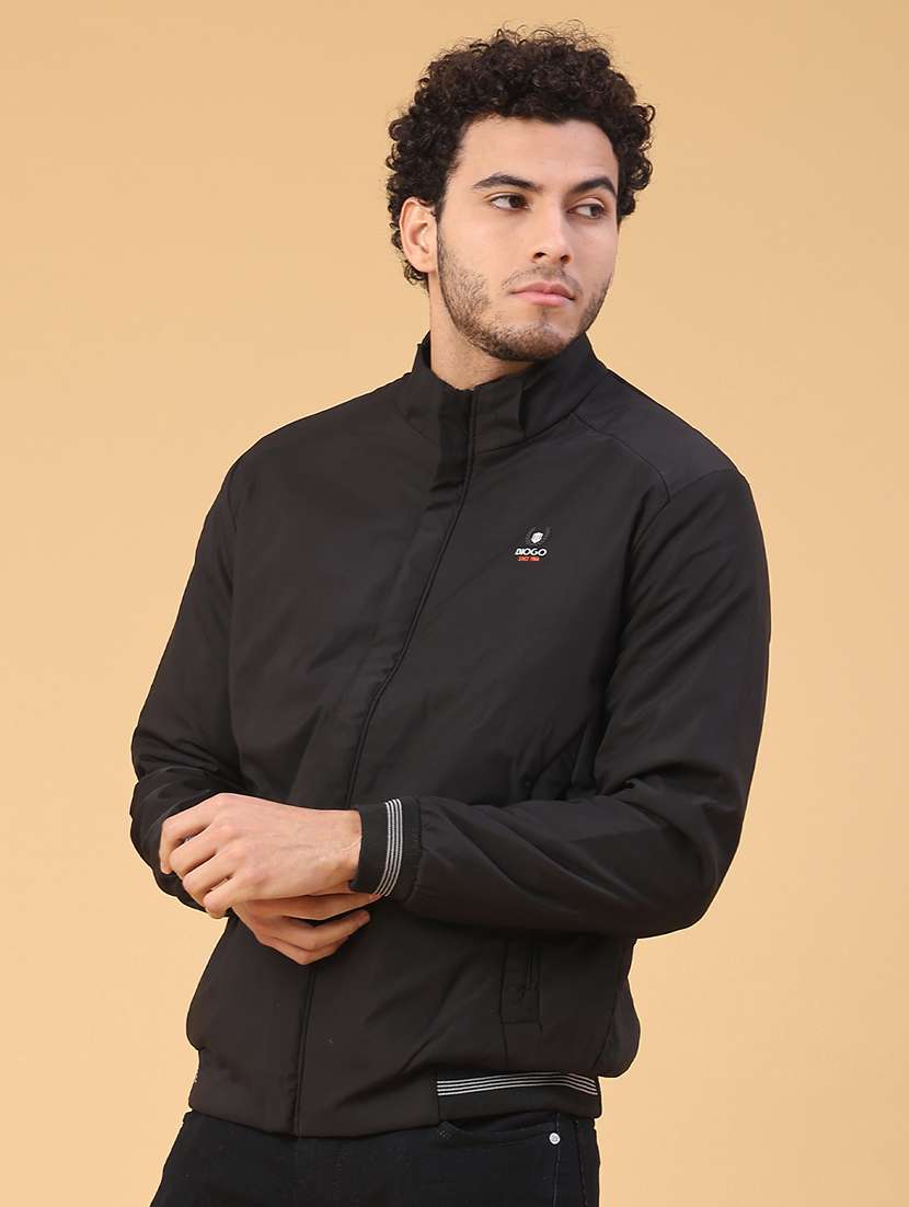 men solid long sleeve insulator bomber jacket - 22250335 -  Standard Image - 3