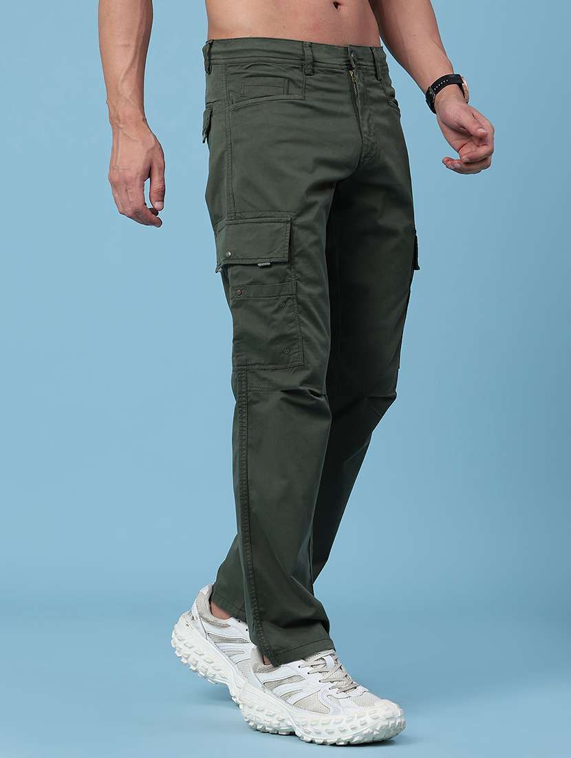 men solid mid rise regular fit cargo pant - 22250391 -  Standard Image - 3