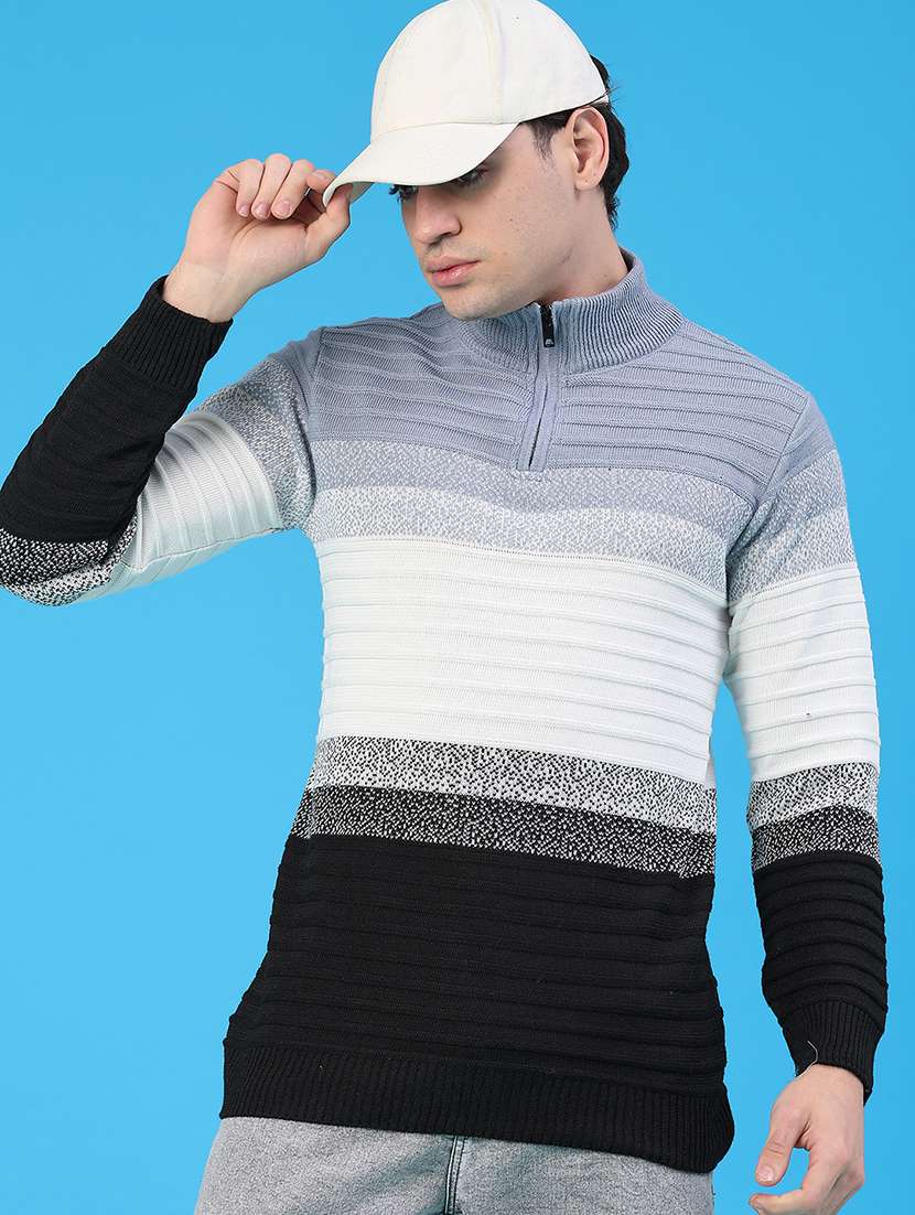 men striped long sleeve regular fit pullover 