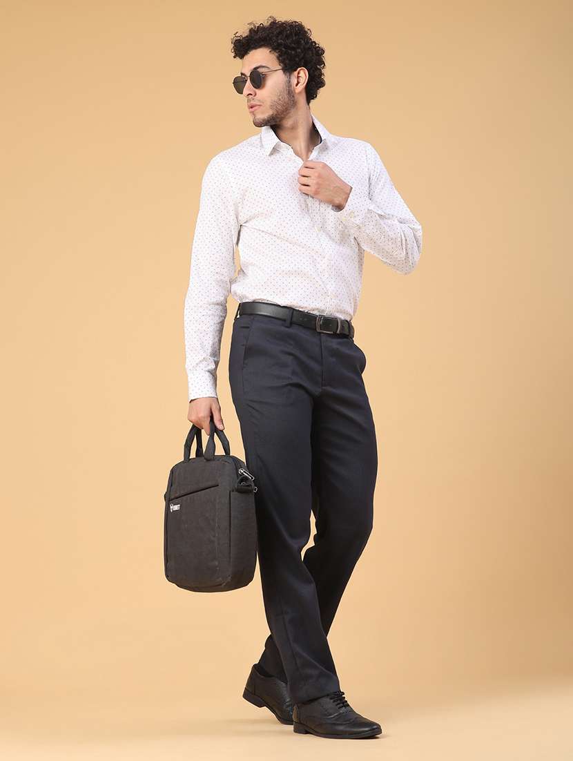 men solid mid rise flat front formal trouser - 22250426 -  Standard Image - 5