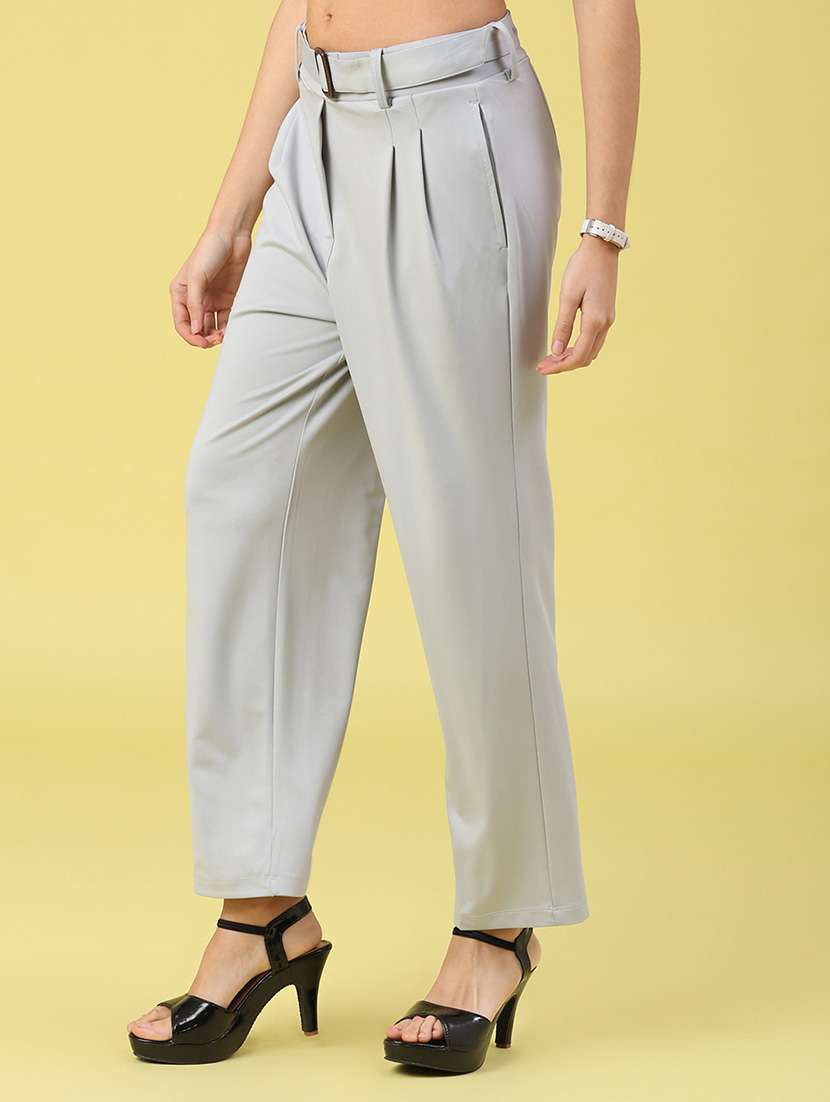 women solid mid rise straight trouser - 22250430 -  Standard Image - 3