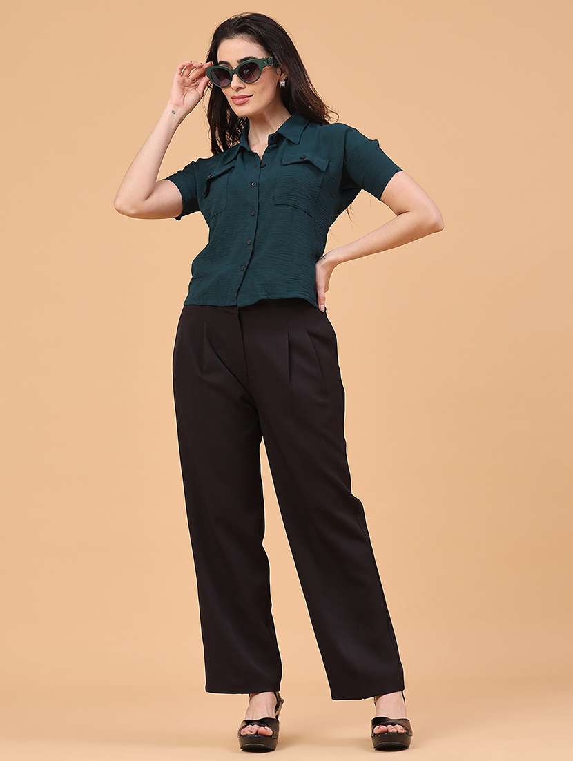 women solid mid rise straight trouser - 22250431 -  Standard Image - 5