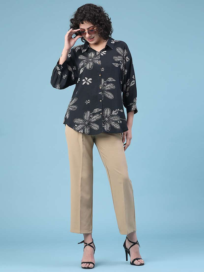 women solid mid rise straight trouser - 22250432 -  Standard Image - 5