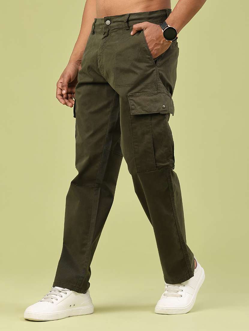 men solid mid rise regular fit cargo  - 22250440 -  Standard Image - 3