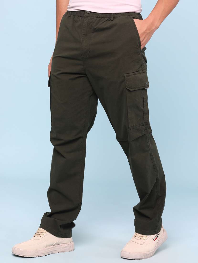men solid mid rise regular fit cargo  - 22250443 -  Standard Image - 3