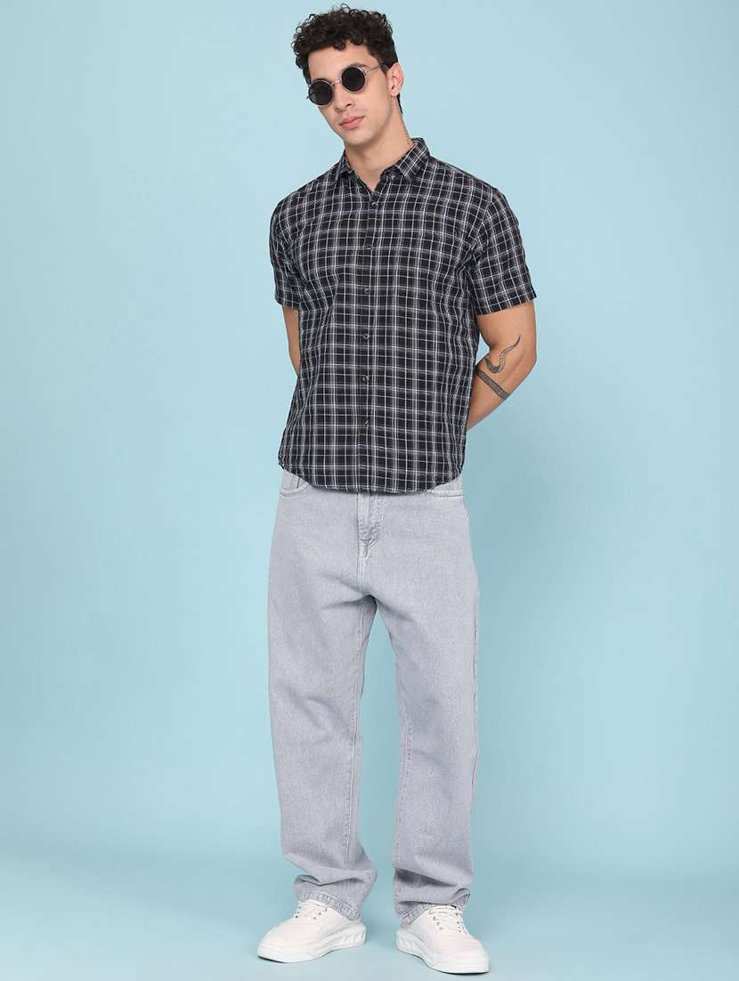 men checkered short sleeve regular fit casual shirt - 22250505 -  Standard Image - 5