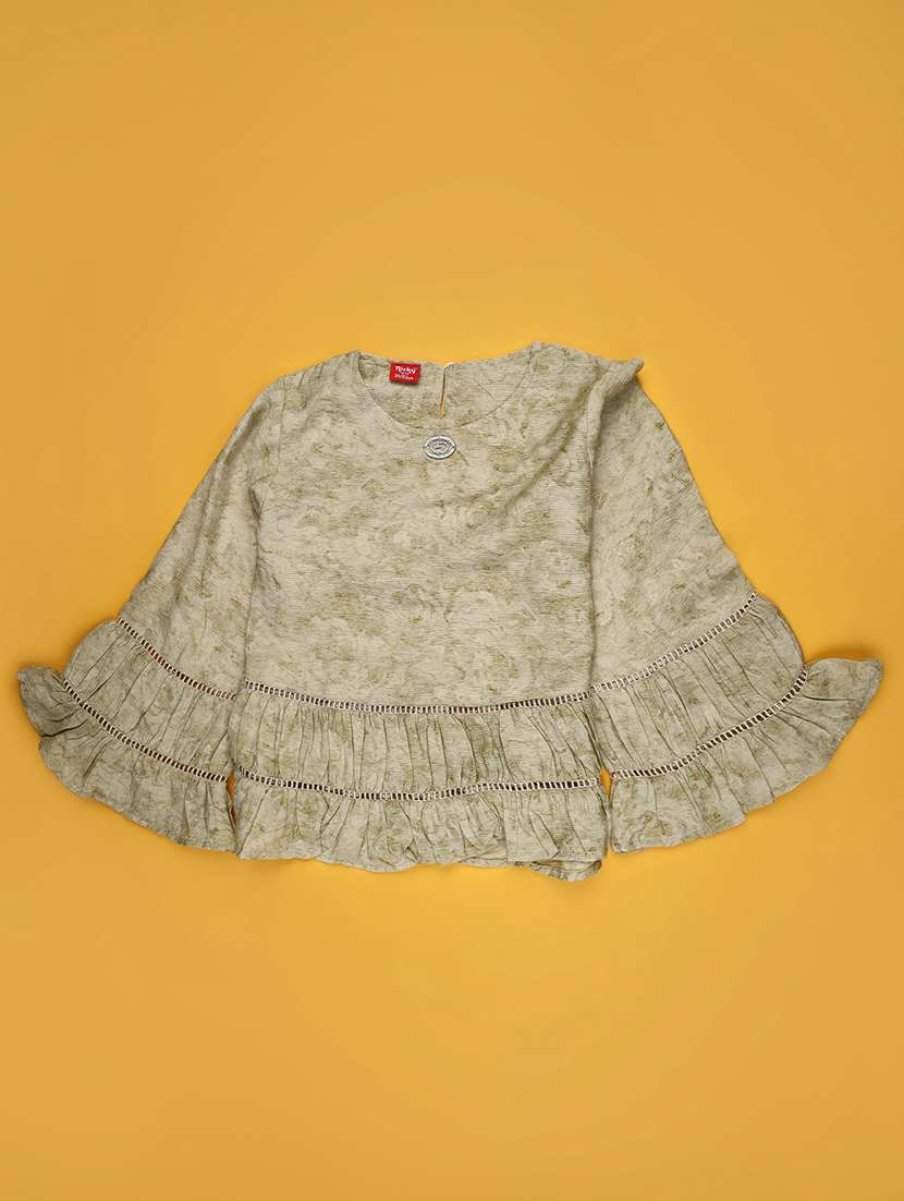 girls printed bell sleeve top