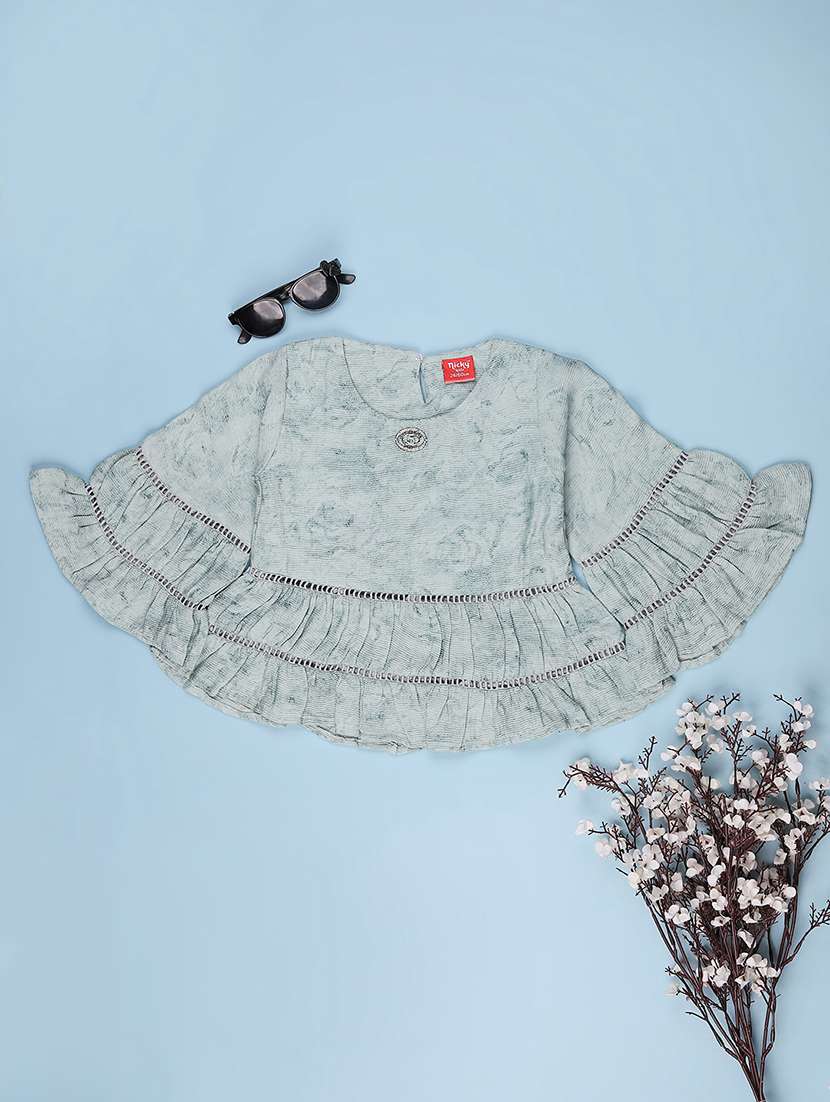 girls printed bell sleeve top