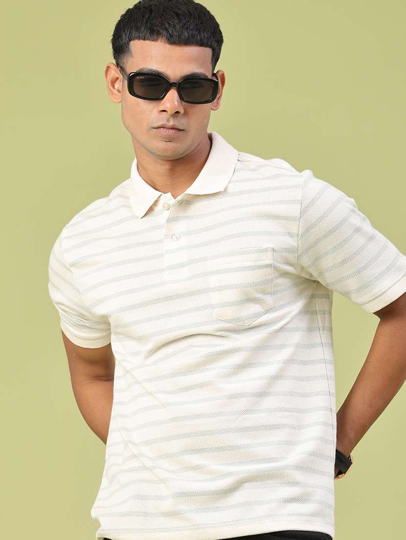 men striped short sleeve regular fit polo t-shirt