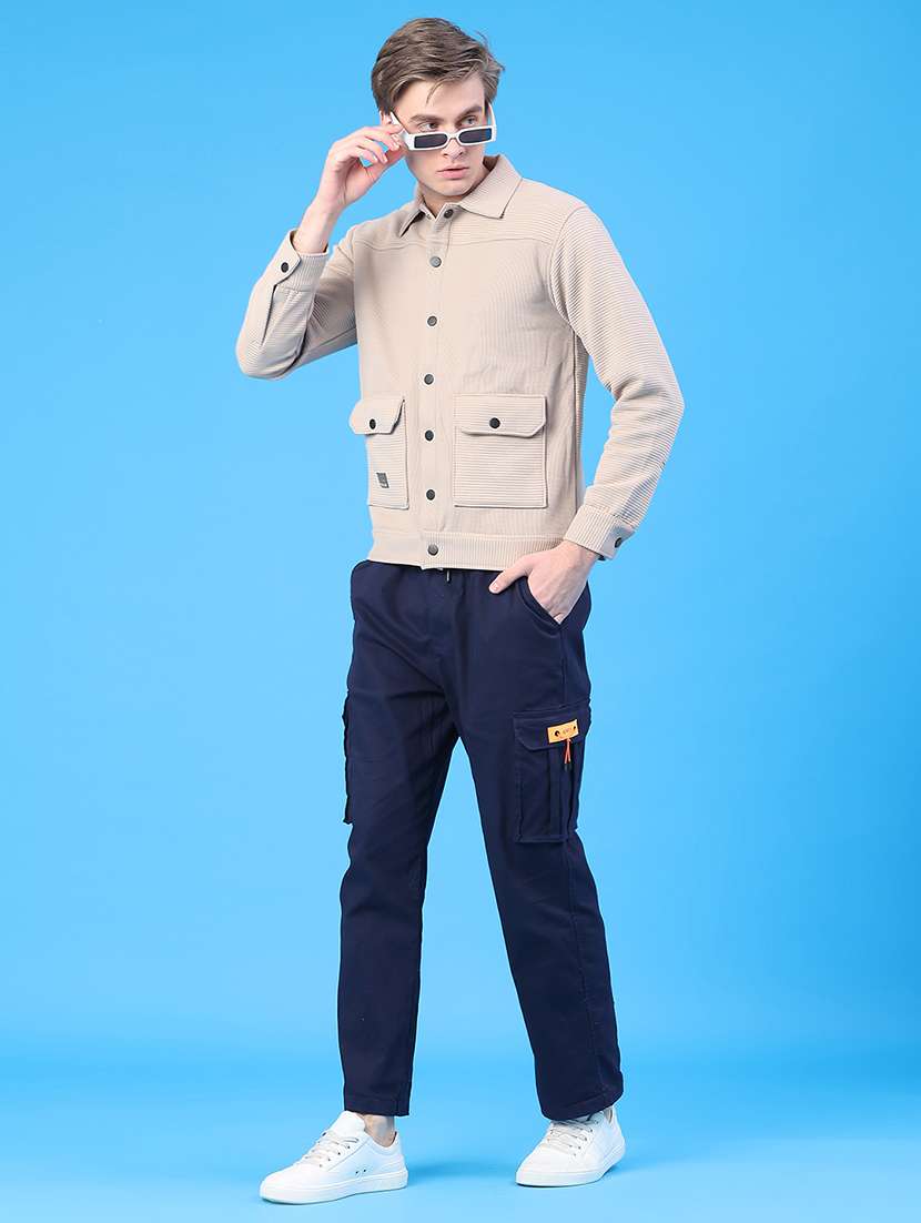 men solid long sleeve regular fit shacket - 22250700 -  Standard Image - 5