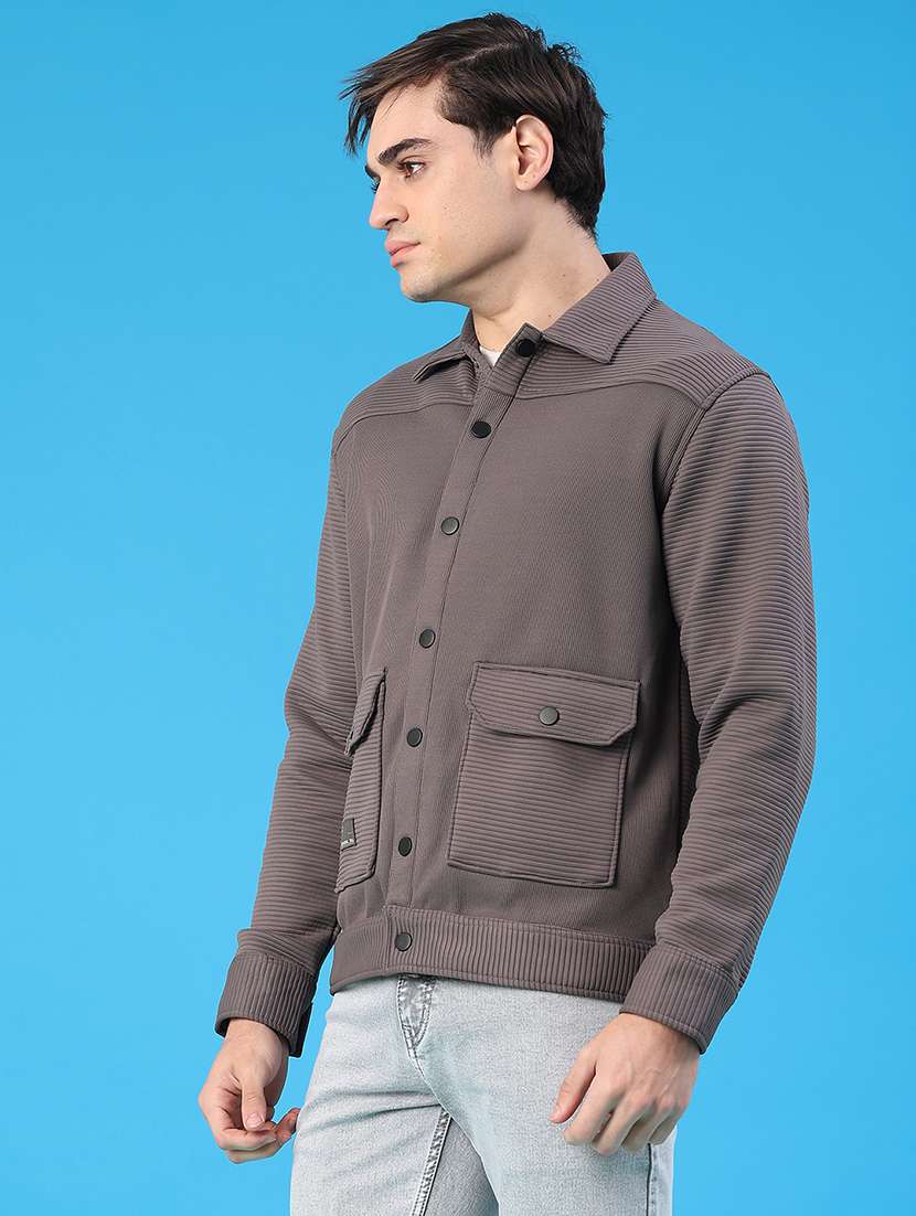 men solid long sleeve regular fit shacket - 22250701 -  Standard Image - 3