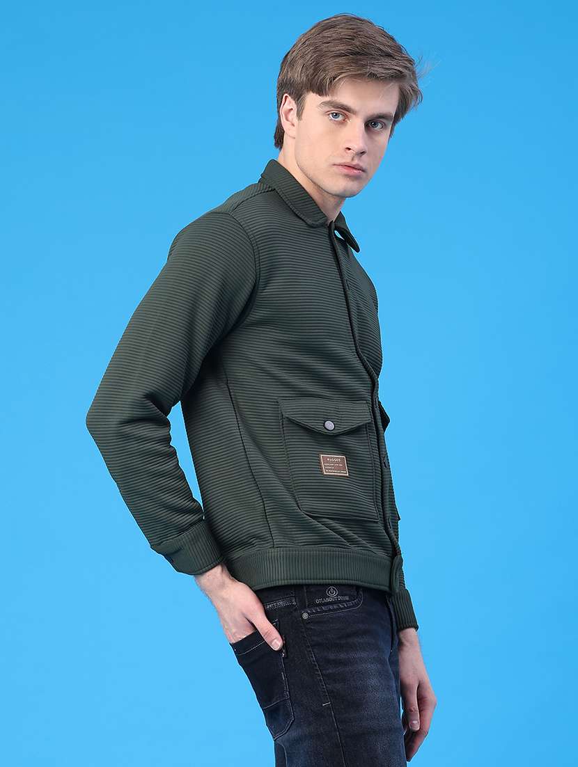 men solid long sleeve regular fit shacket - 22250703 -  Standard Image - 3